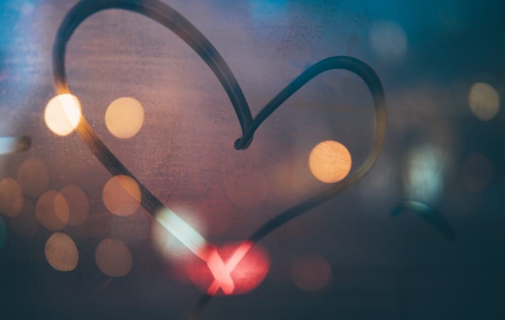 heart drawn in a window