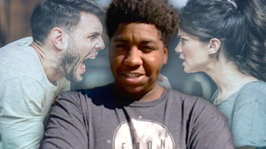 Black man stands between fighting white couple