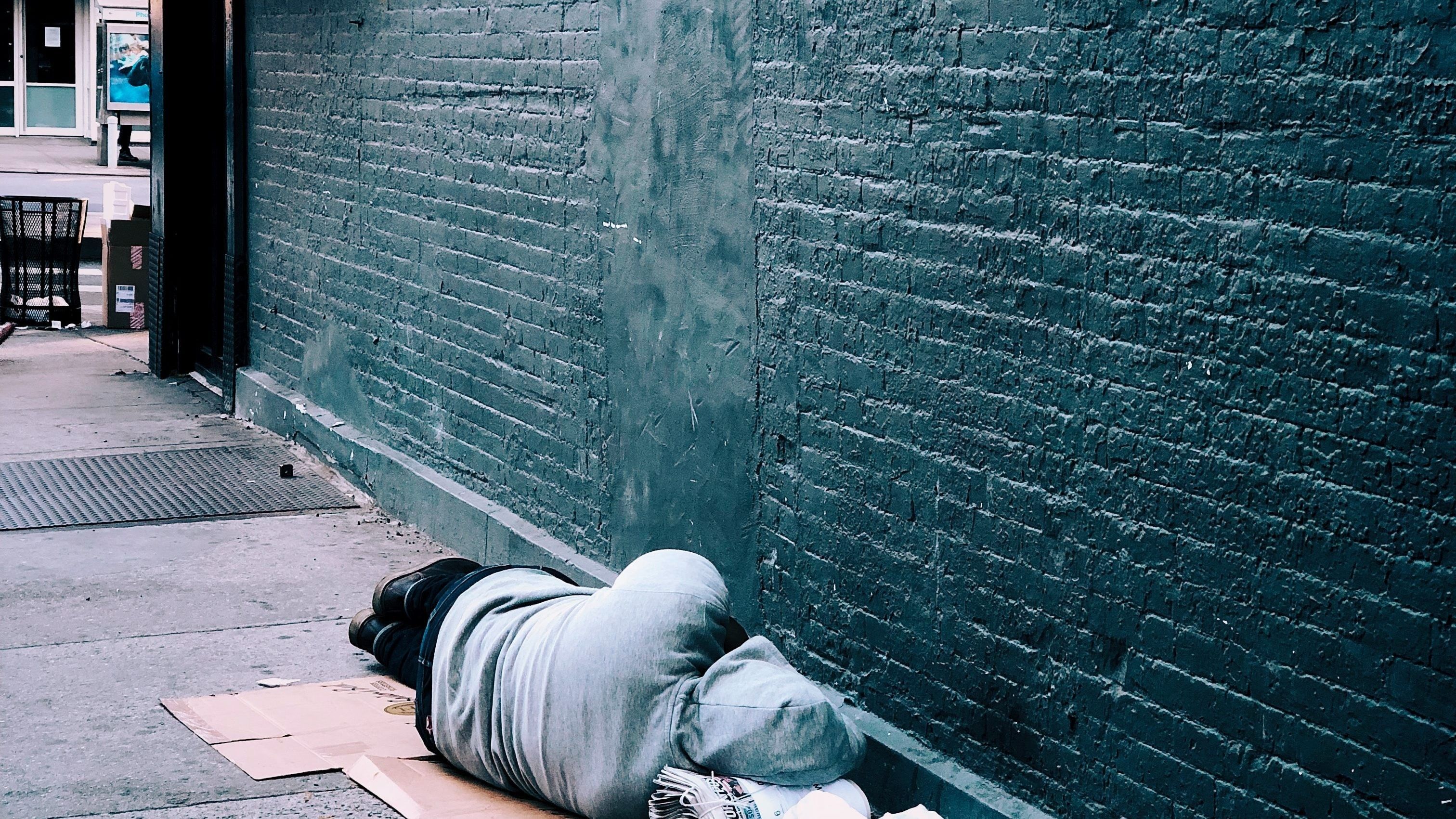 person sleeping on the street