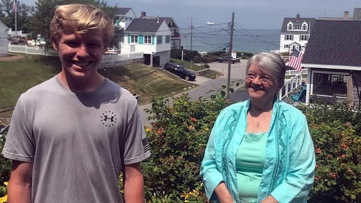 teen boy with an elderly woman