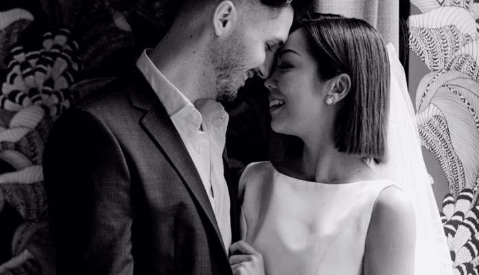 black and white picture of married couple