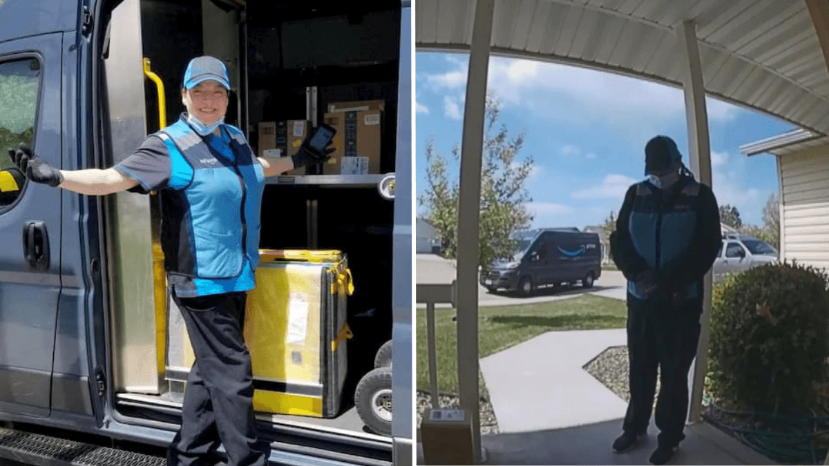 Parents Hear Amazon Delivery Driver at the Door  Are Shocked When the Doorbell Camera Catches Her Doing This