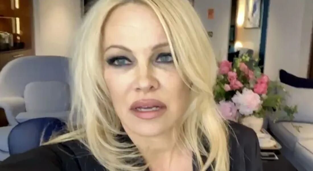 Pamela Anderson during a Zoom interview.