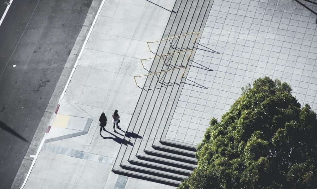view of people in city as seen from above