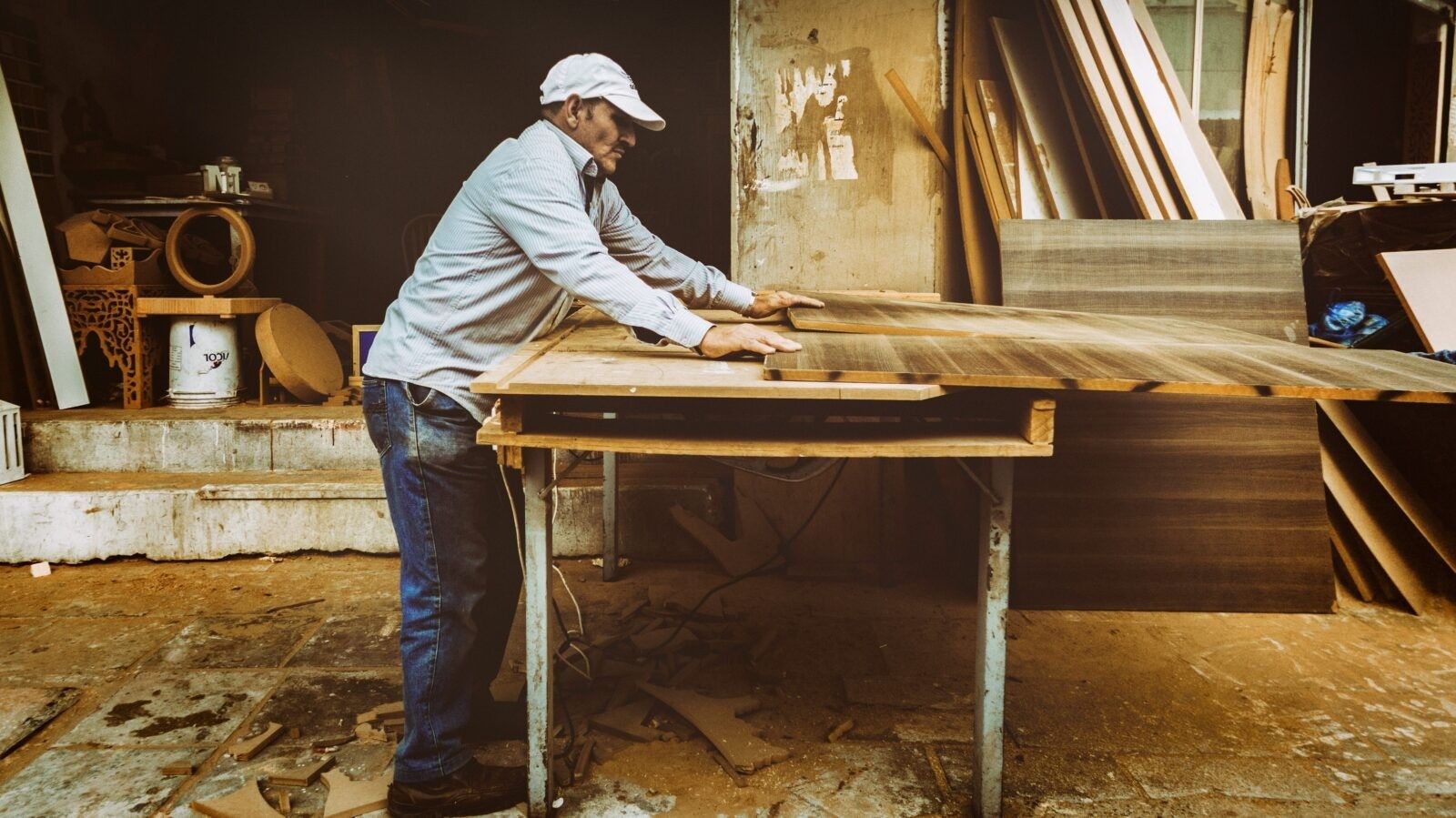 carpenter working with wood