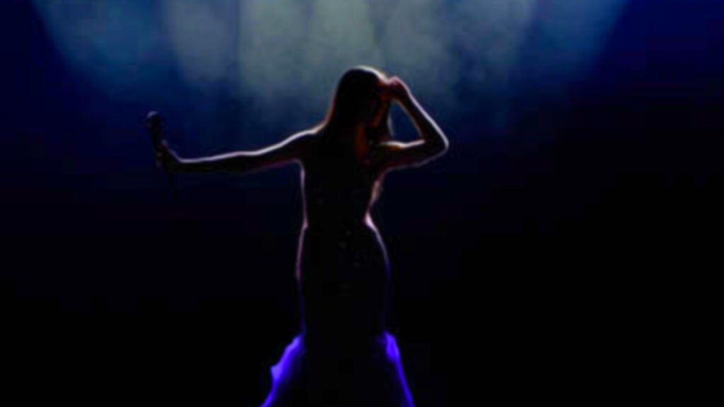 Hollywood star on stage silhouette