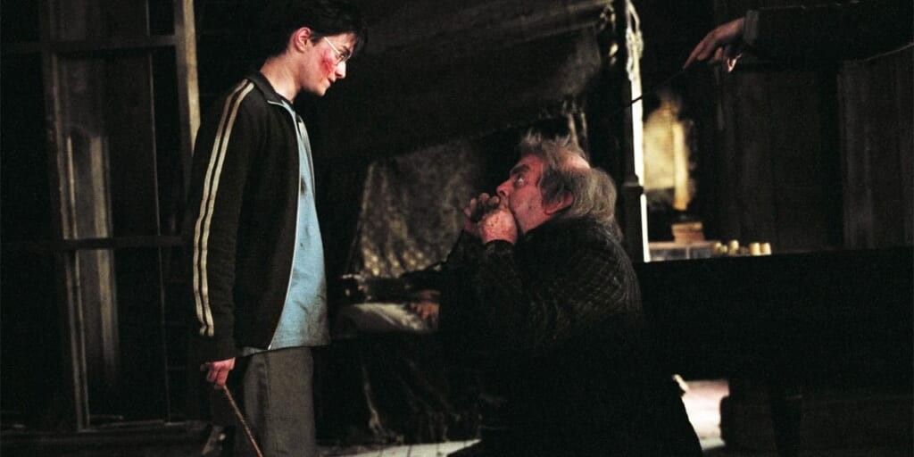 Harry Potter and Peter Pettigrew when his betrayal is discovered