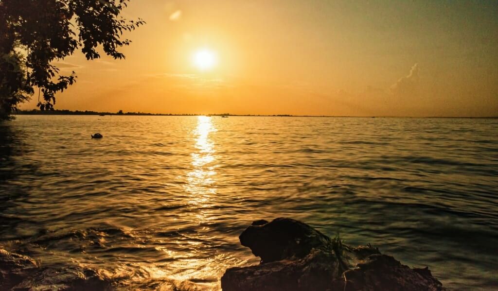 beautiful lake view sunset