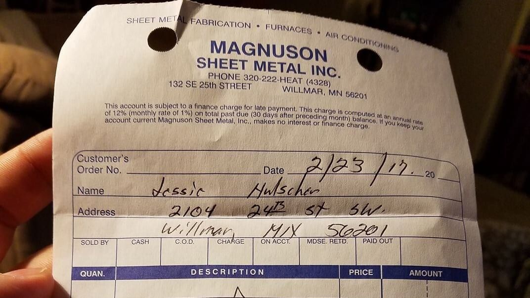 a receipt for services rendered