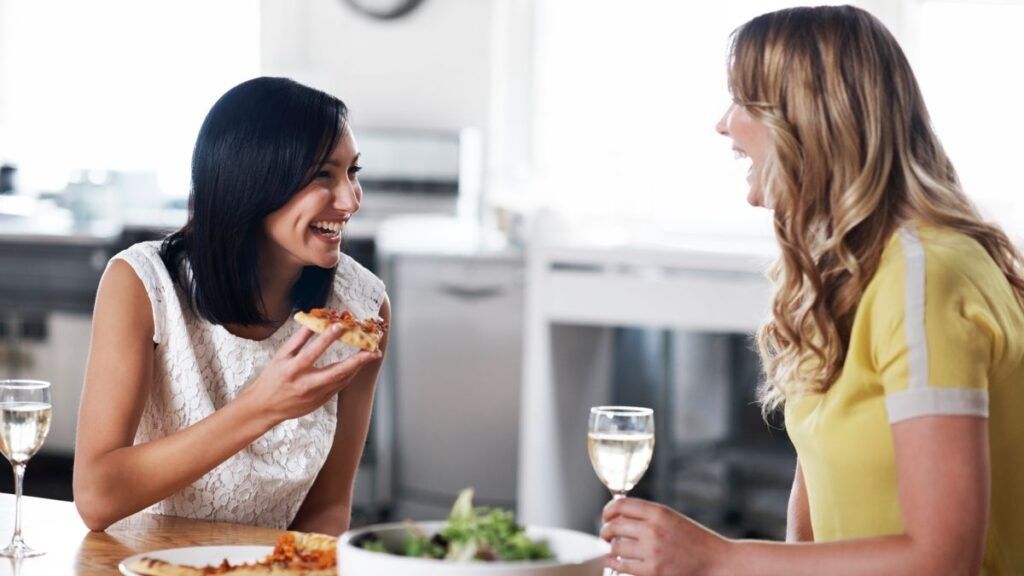 friends eating dinner