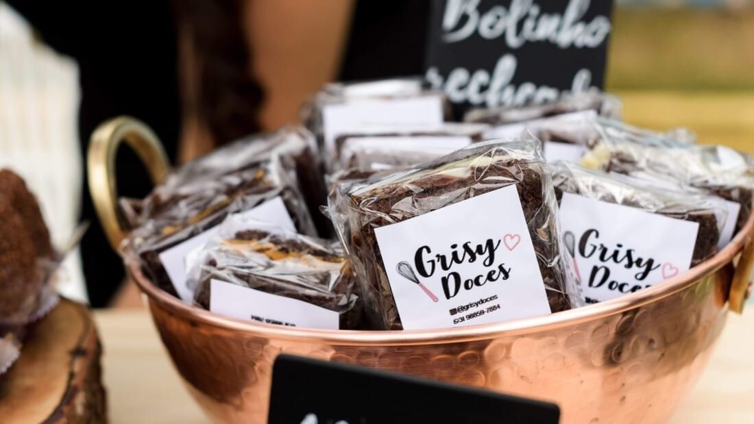a container with candy wrapped in cellophane