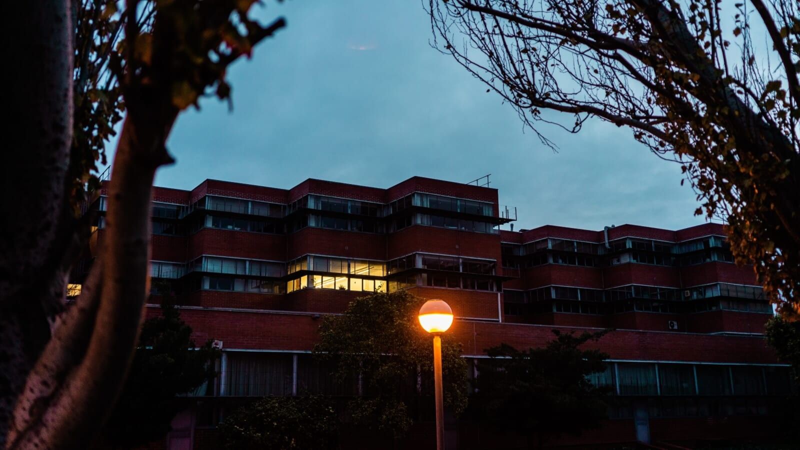 housing complex in the dark