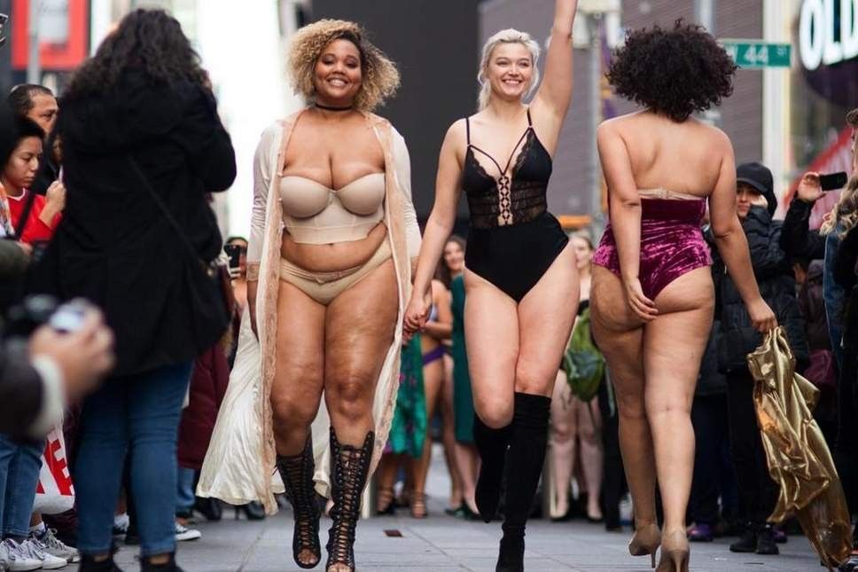 Models of All Sizes Don Lingerie to Transform Times Square Into Body Positive Catwalk