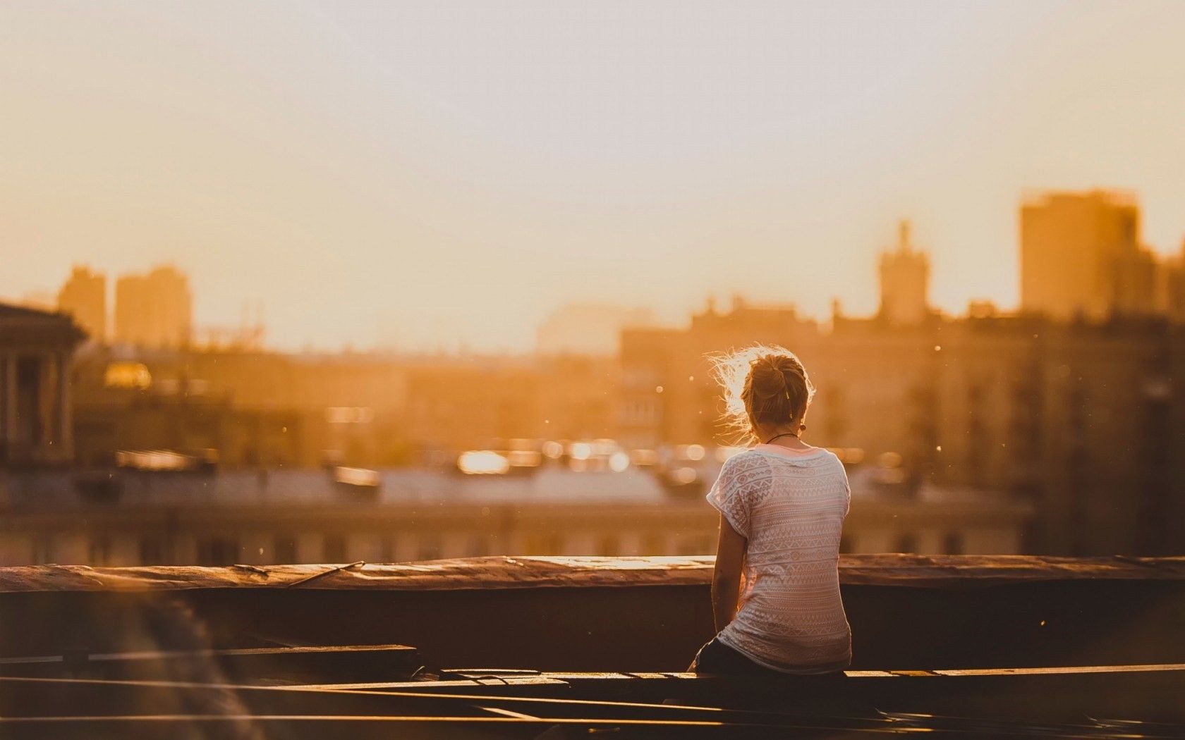 Girl alone silence city dawn listen hd wallpaper