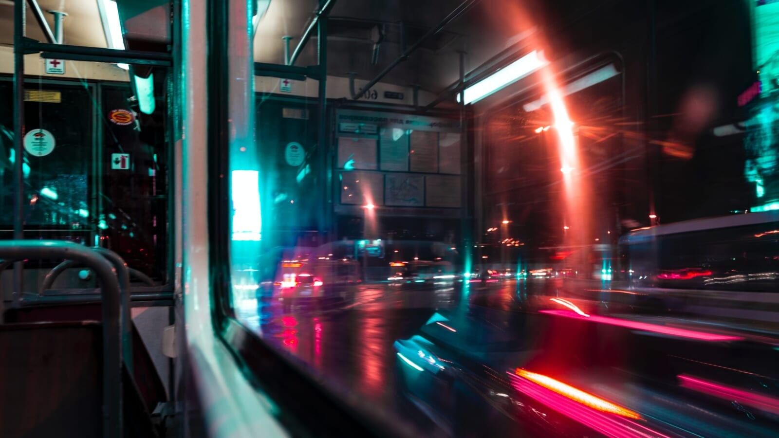 view of street from bus