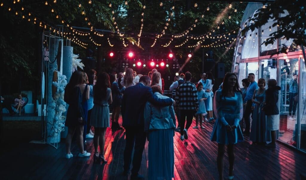 Wedding guests on dance floor