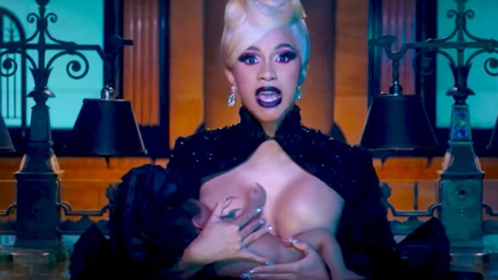 Cardi b breastfeeding in Money music video