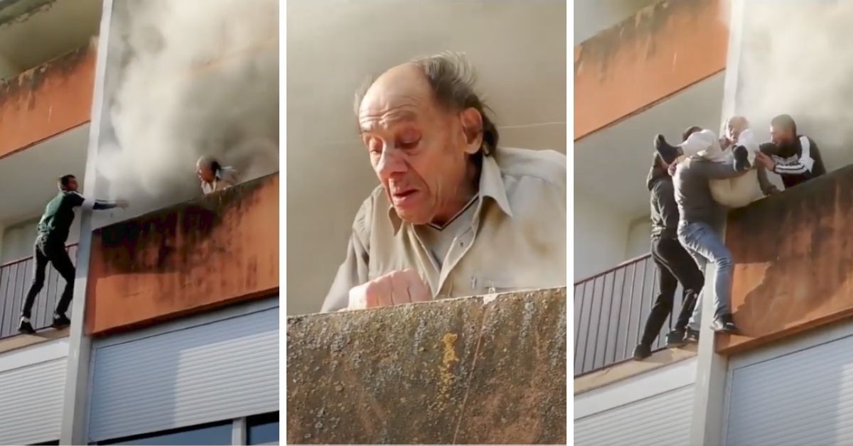 Two Friends Save an Old Man From A Deadly Fire By Climbing the Building