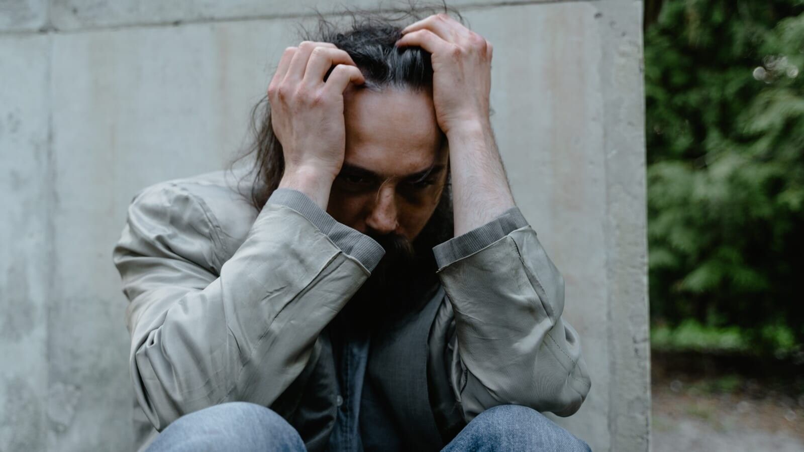 depressed homeless man