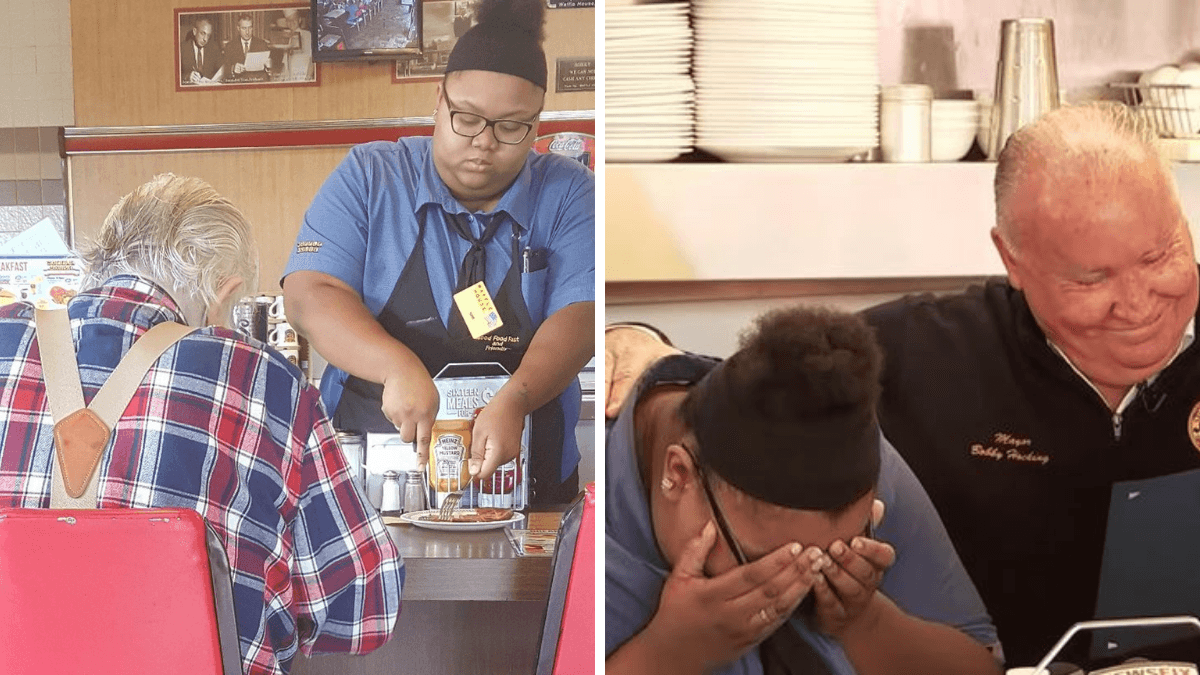 Waitress Gets Caught On Camera Helping Elderly Man Cut His Food - What Happens Next Changes Her Life