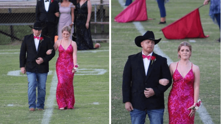 father and daughter at homecoming