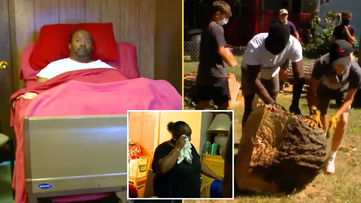 Disabled Mans Yard Is Destroyed by a Storm - When He Looks Outside, an Entire Football Team Shows Up