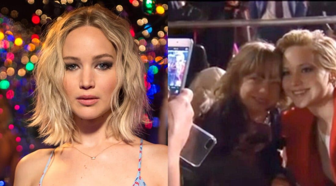 Jennifer lawrence hugs girl red carpet 1100x610