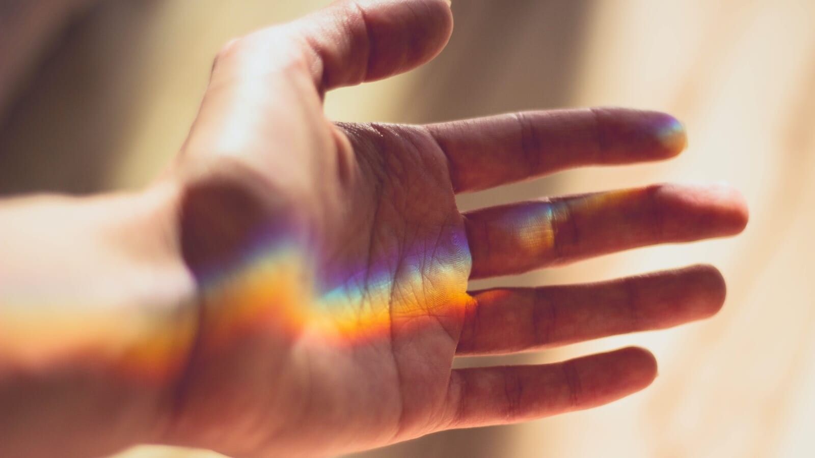 rainbow light on a person