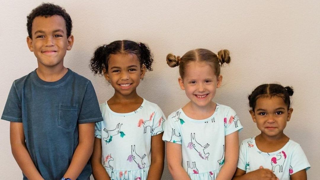 one little boy and three little girls