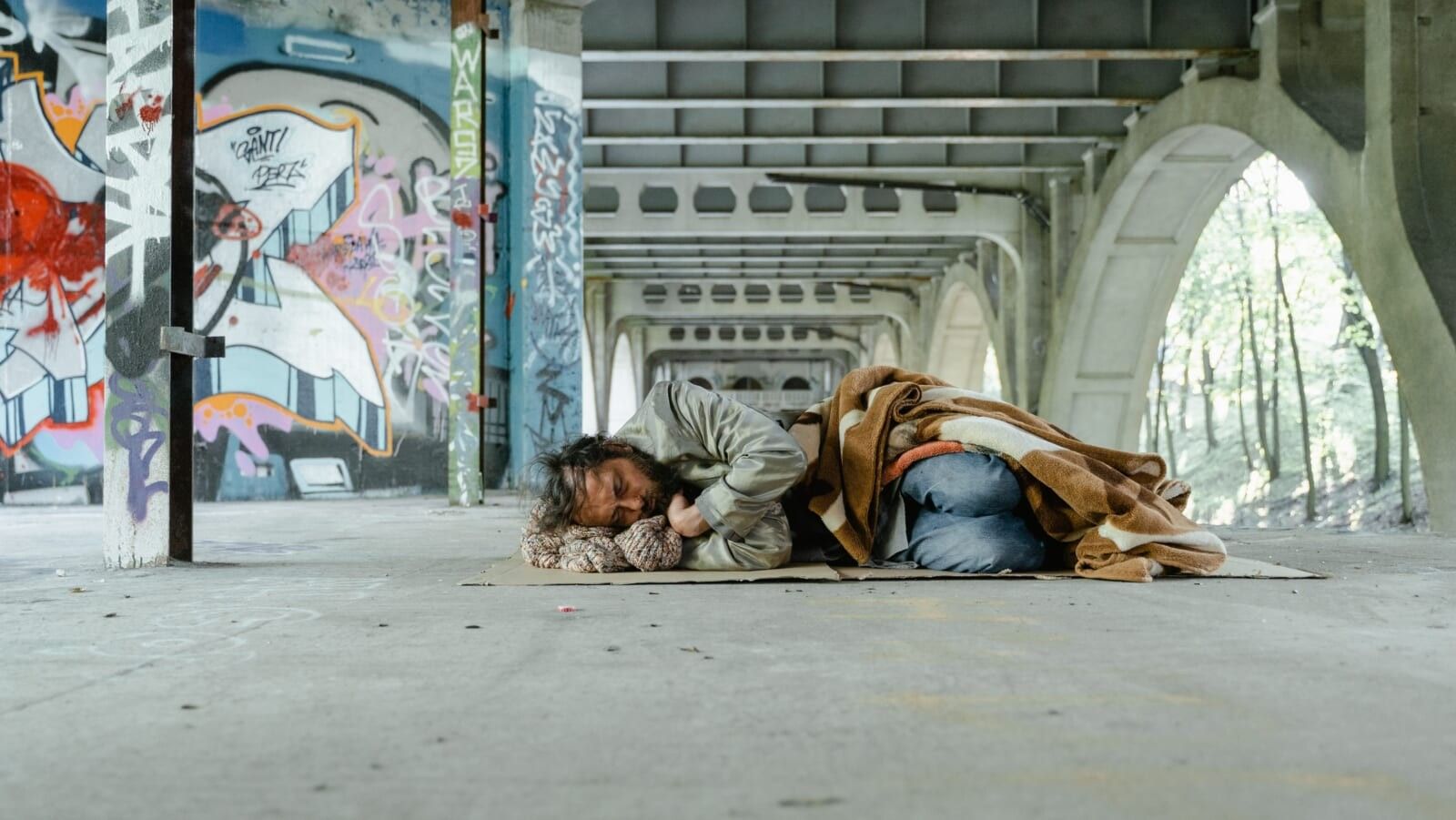 man sleeping on the street