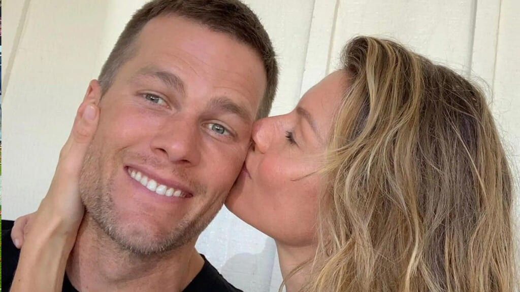 Gisele Kissing Tom Brady on the cheek