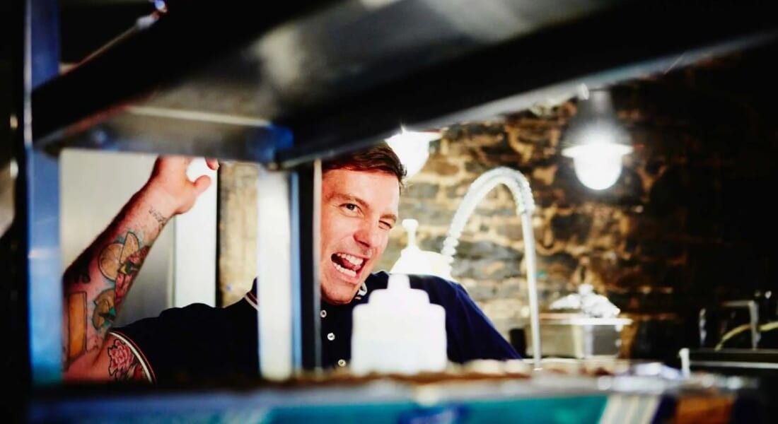 Chef Chuck Hughes in his kitchen.