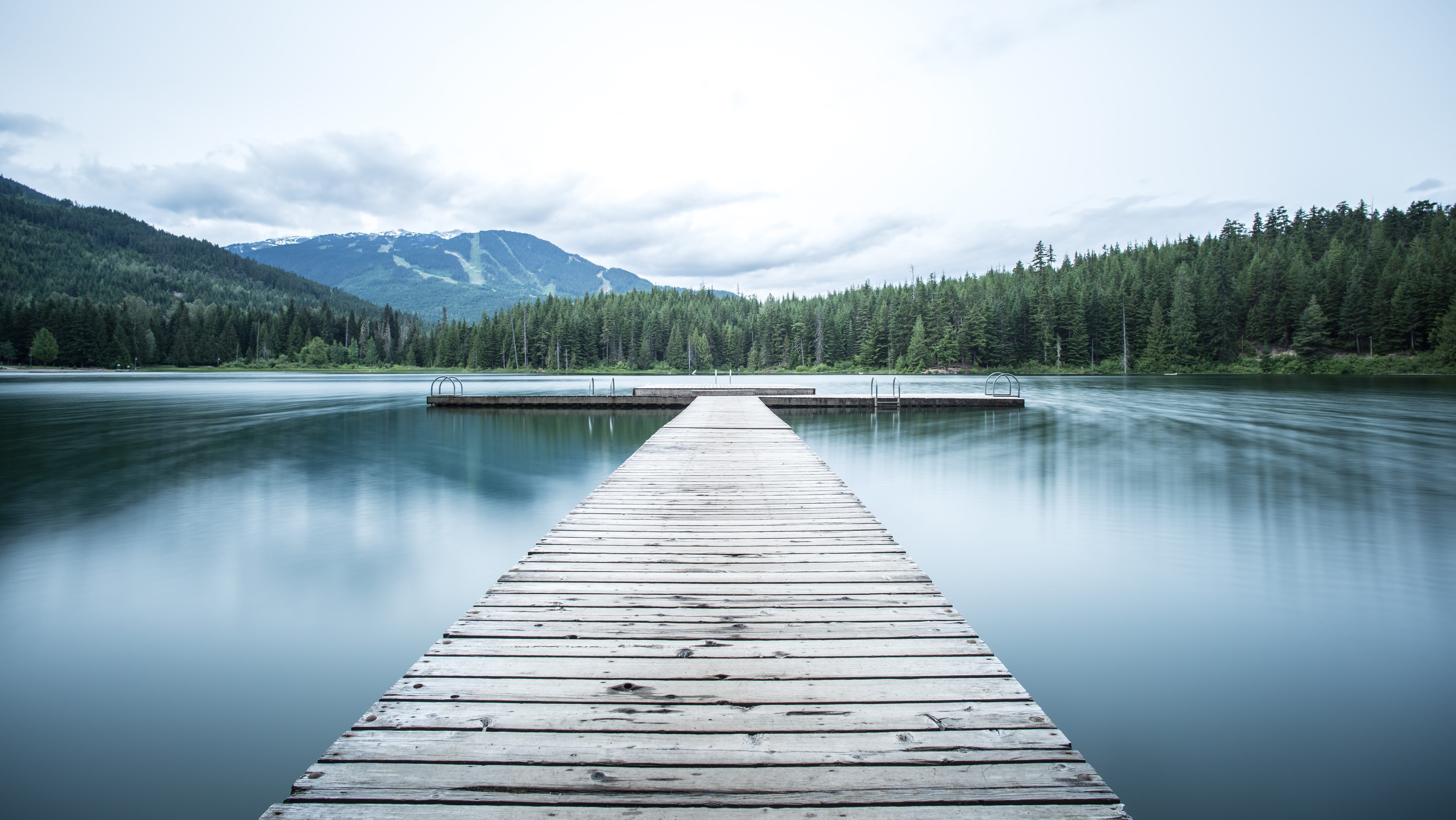 wooden dock surrounded by water