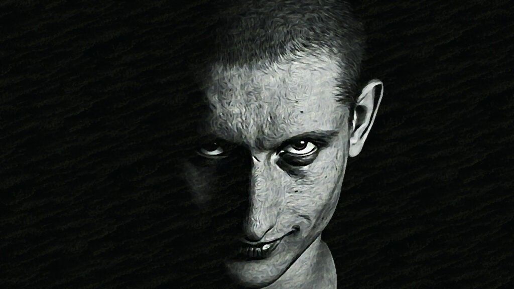 Eerie greyscale image of face