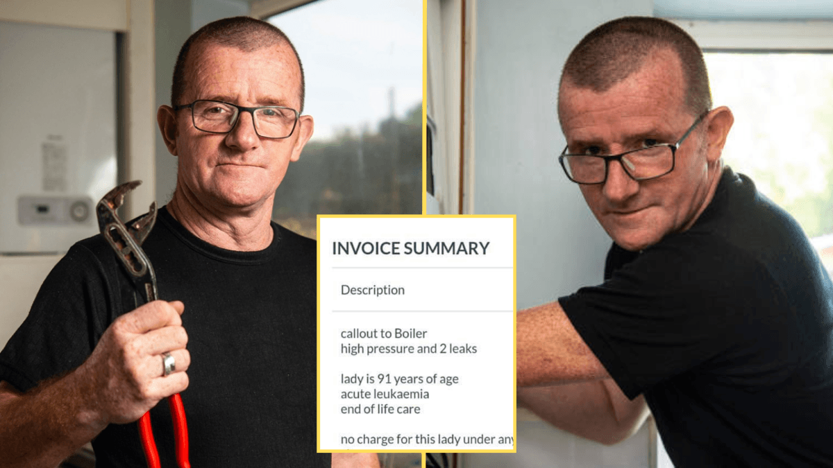 Plumber in $10,000 Debt Refuses to Charge Elderly Woman for His Services - But Then She Receives a Receipt From Him