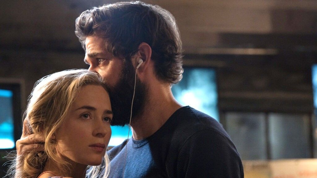 Emily Blunt and Husband John Krasinski kiss in A Quiet Place