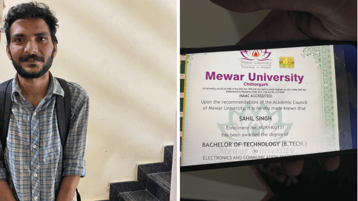 man wearing a backpack and a bachelor