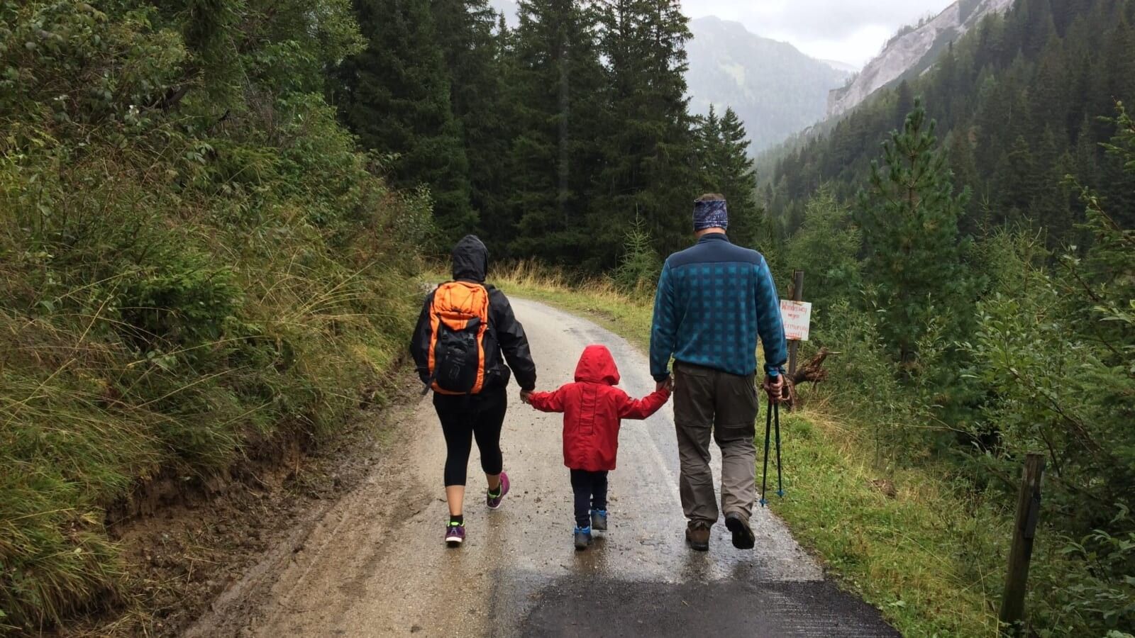 family going on a hike