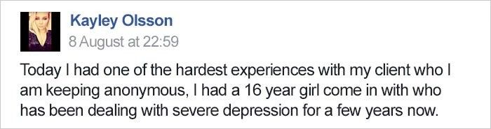 Teenager depression hair cut kayley olsson fillgap news 2