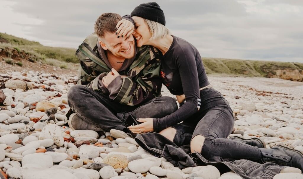 couple laugh and enjoy moment together