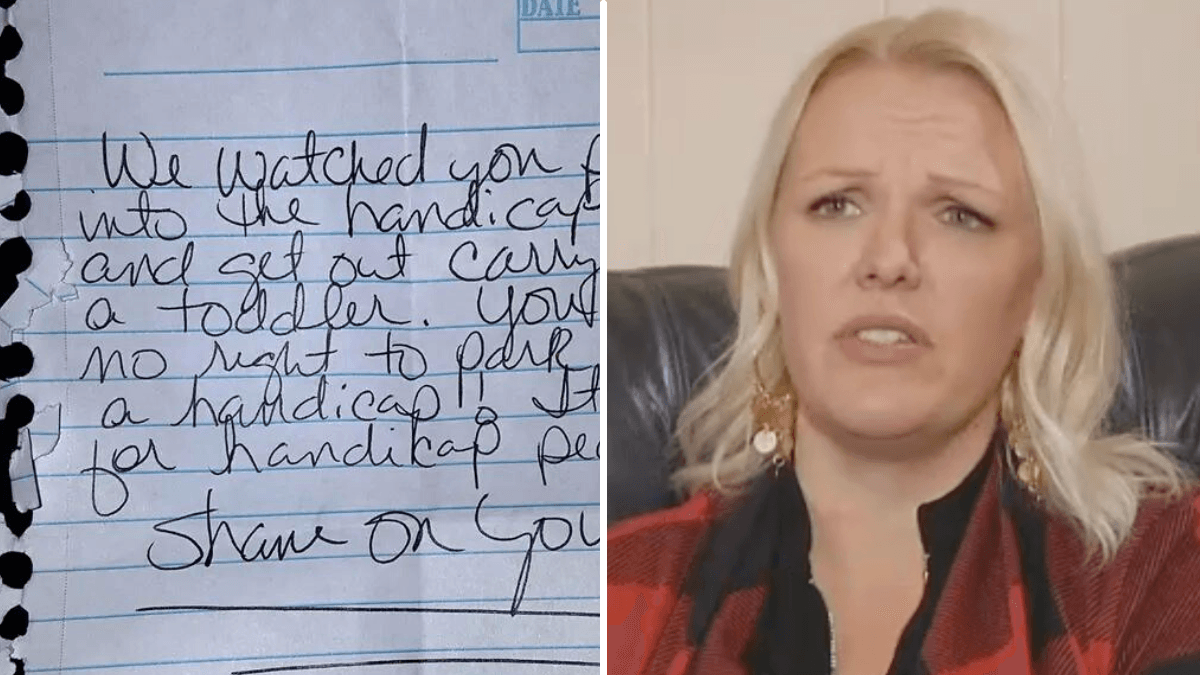 Mom Leaves Target With Her Disabled Toddler - Finds a Horrible Note Shaming Her for Parking in a Handicap Spot