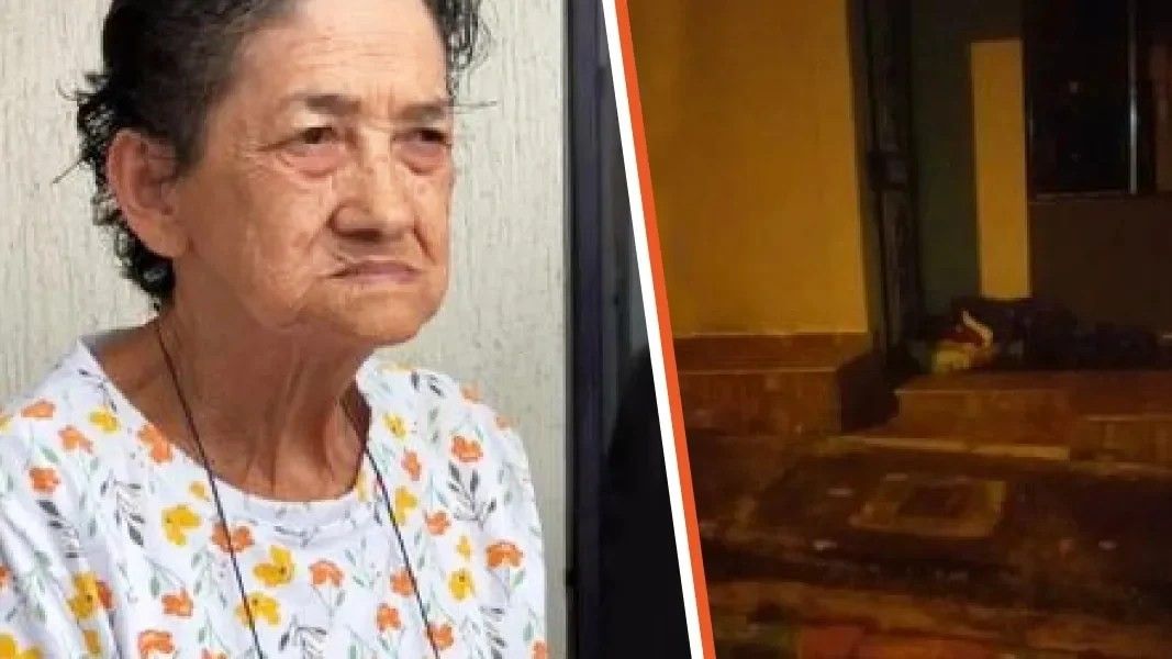 elderly woman and the porch of a house