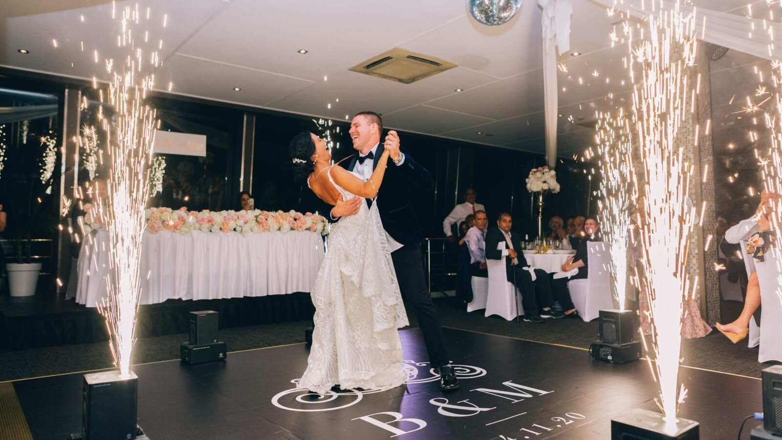 bride and groom dancing at their wedding