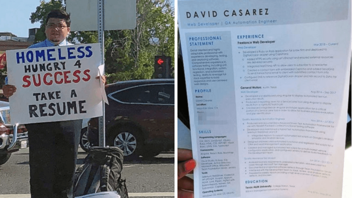 Homeless Man Hands Out Resumes On The Street And Gets Hundreds Of Job Offers