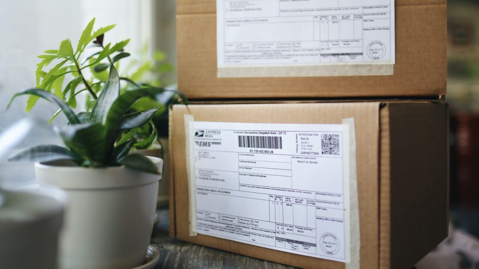 delivery boxes with postal card details