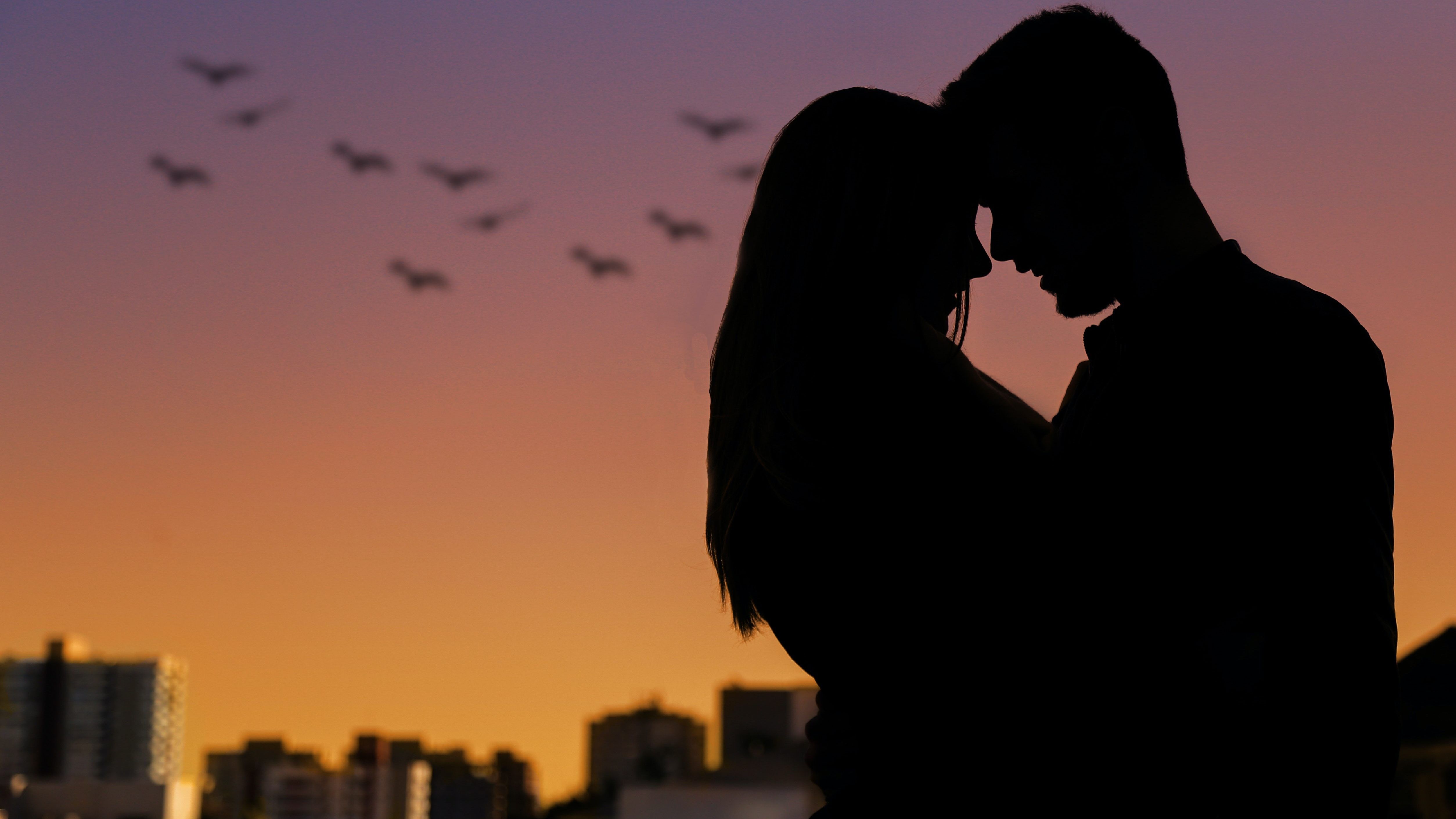 silhouette of a couple in love