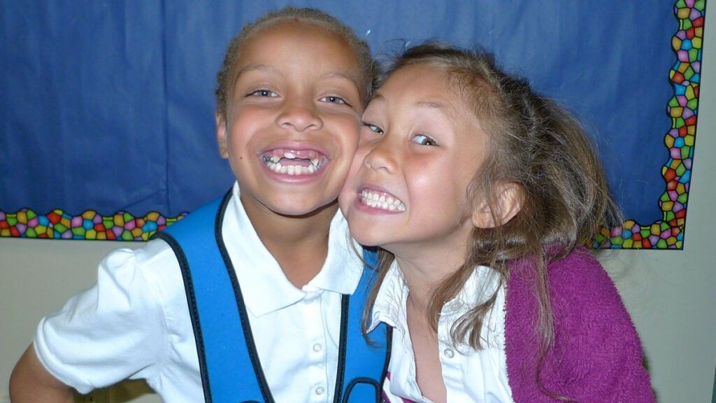 Child hero Elspeth \u201cBeanie\u201d Mar and her friend