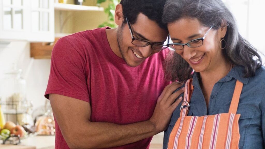 adult son and his mother