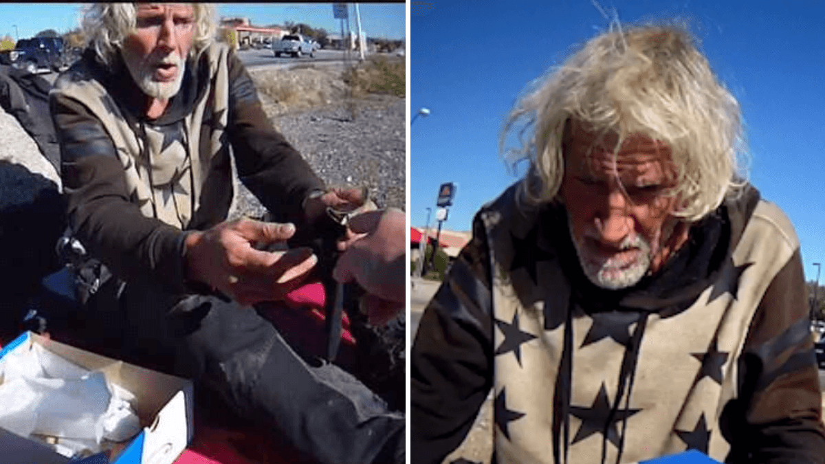 Police Officer Notices Barefoot Homeless Man Camped Outside - What He Does Next Is Surprising
