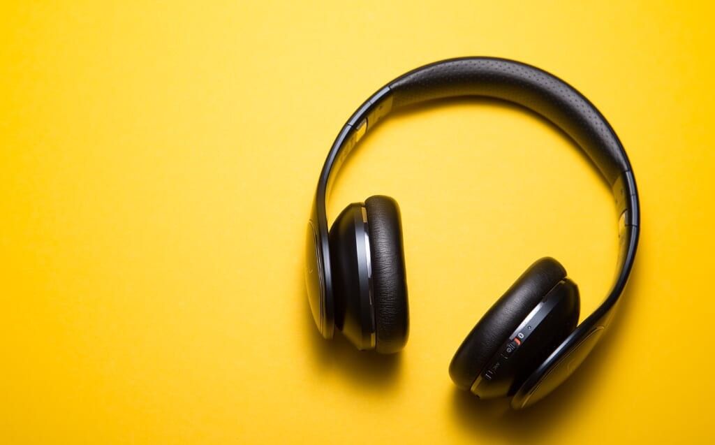 headphones on a yellow background